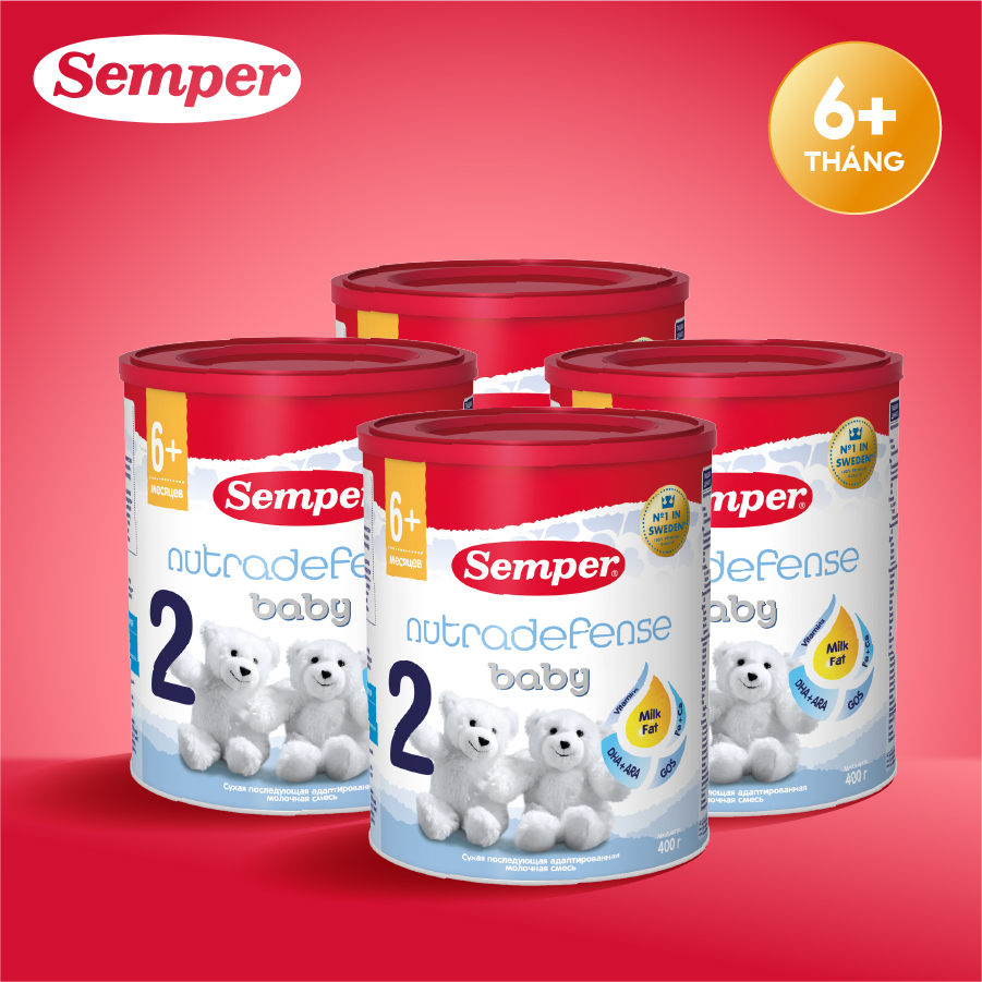 Combo 4 Sữa bột công thức Semper Nutradefense Baby 2 400g/hộp