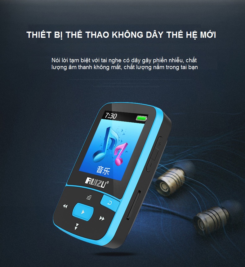 Máy nghe nhạc Lossless thể thao bluetooth 4.0 RUIZU X50 8GB - Hàng Nhập Khẩu