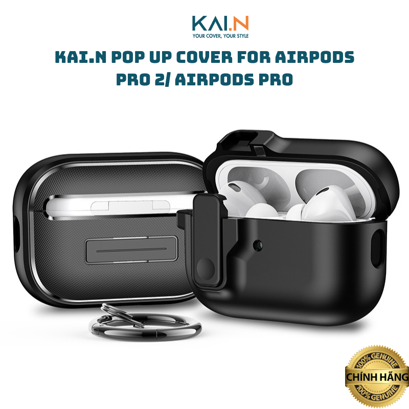 Ốp Case bảo vệ Kai.N Pop Up Cover có khoá cho Airpods Pro 2/ Airpods Pro, kèm móc treo_ Hàng Chính Hãng