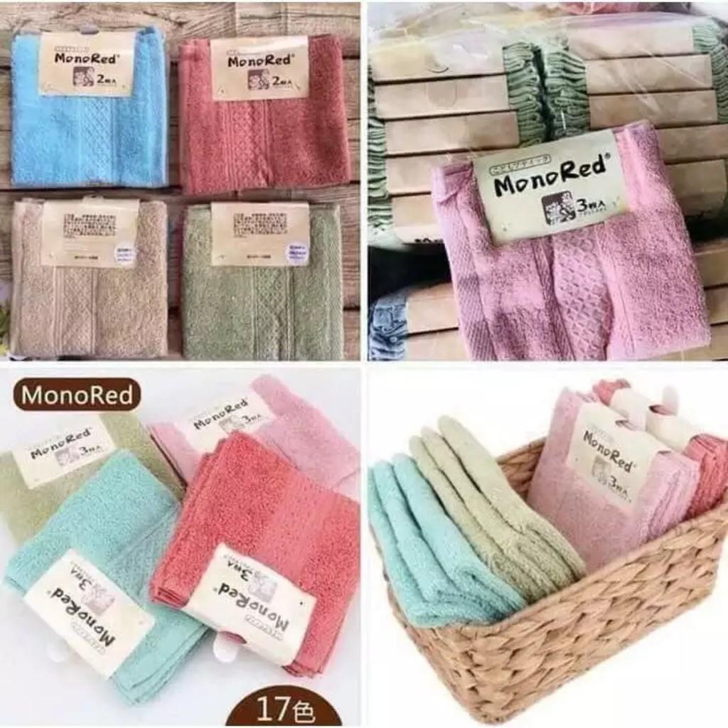 Set 3 khăn mặt Monored xuất Nhật cotton cao cấp mềm mịn 34x34 cm