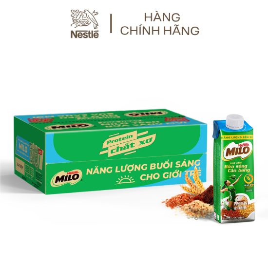 Sữa lúa mạch Nestlé MILO Teen Bữa Sáng Ít đường thùng 24 hộp x 200 ml