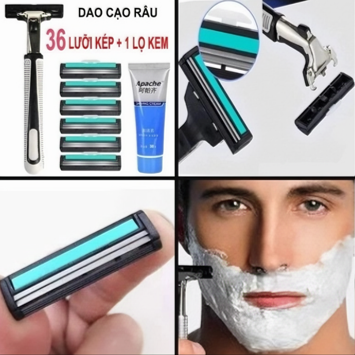 Dao cạo râu KG6S  gồm 36 lưỡi tặng kèm 1 dao cạo + 1 tuýp kem cạo râu cao cấp - Hàng chính hãng
