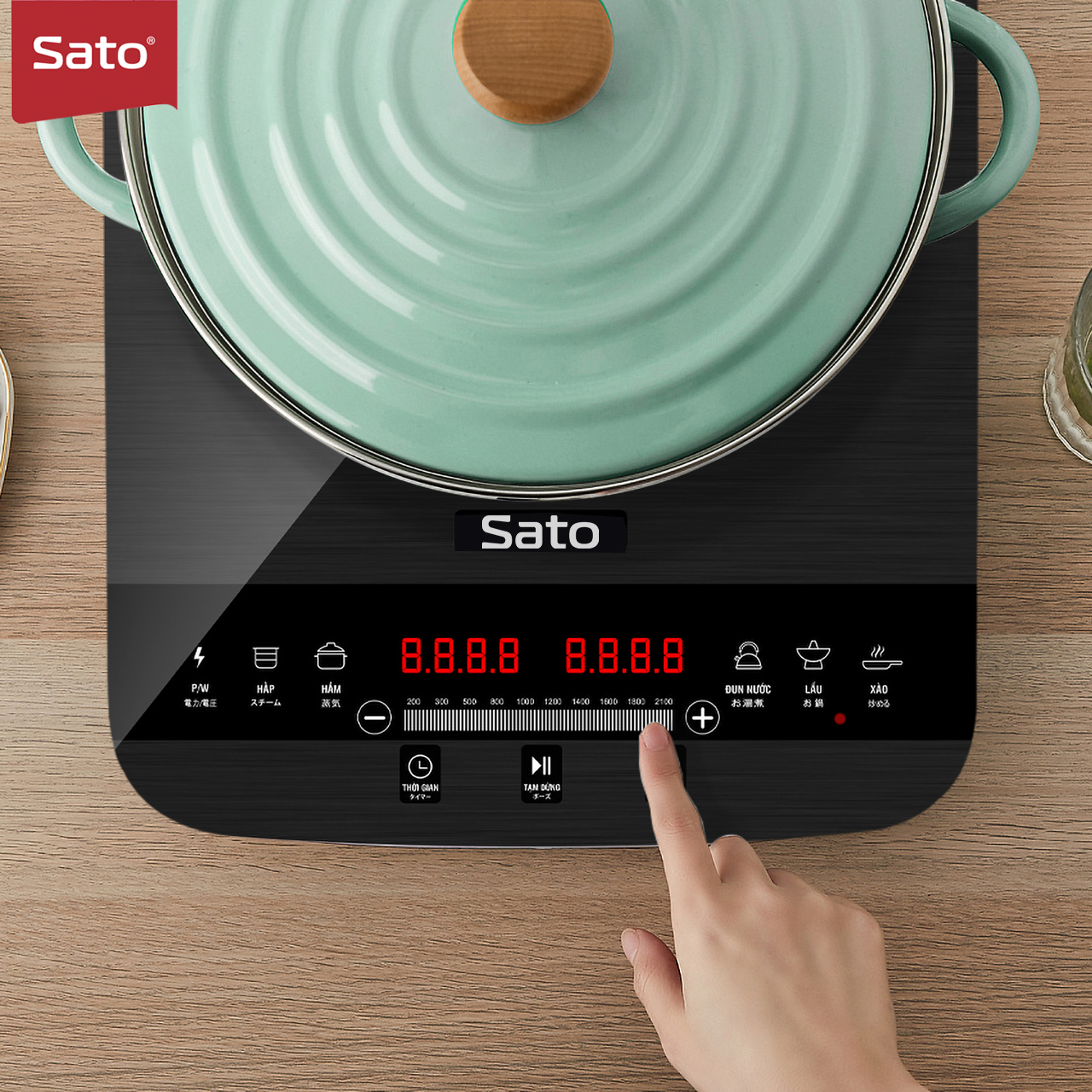 Bếp từ đơn SATO BT042 Mặt kính cường lực cao cấp chống xước, chịu nhiệt lên tới 750 °C độ bền cao và an toàn tuyệt đối - Miễn phí vận chuyển toàn quốc - Hàng chính hãng