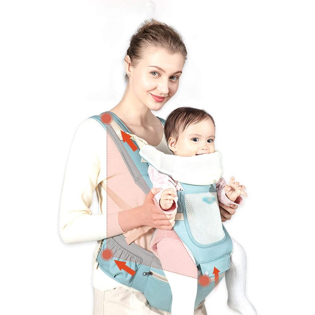 Đai Địu Em Bé Sơ Sinh Đa Chức Năng LQBaBy có đỡ cổ, đai điệu em bé thoáng khí 6 tư thế