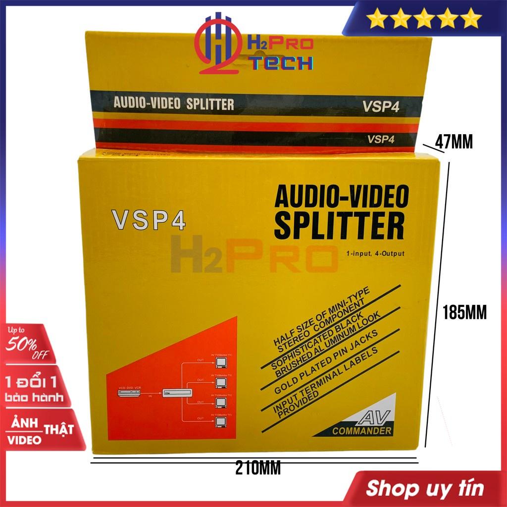 Bộ Chia Av 1 Ra 4 Vsp4, Bộ Chia Tín Hiệu Av (Video &amp; Audio) 1 Ra 4 Cao Cấp, Âm Thanh Đầu Ra Không Thay Đổi-H2Pro Tech