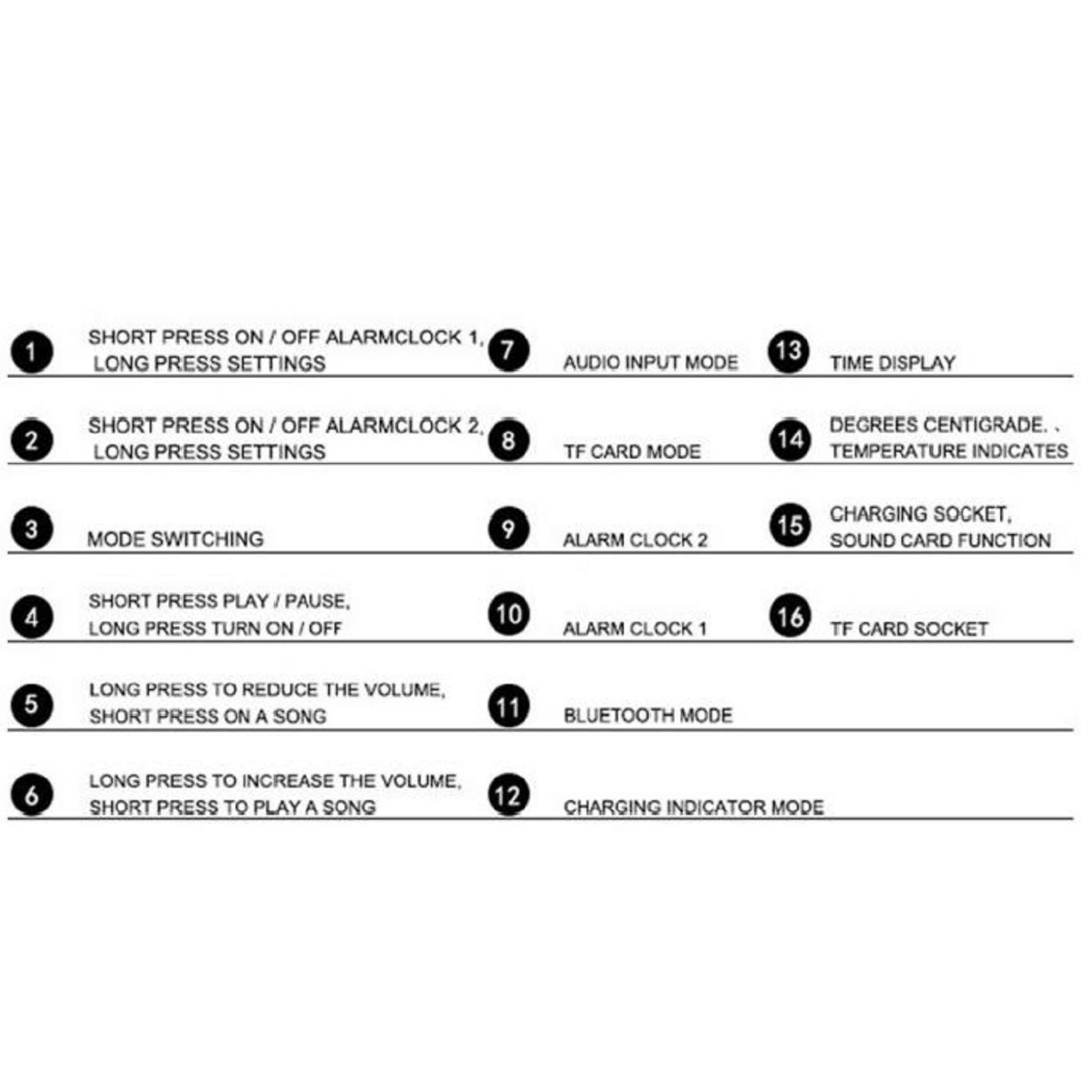 Bluetooth Speaker Large Display with Timer USB TF Card Desktop Bedside - Black,