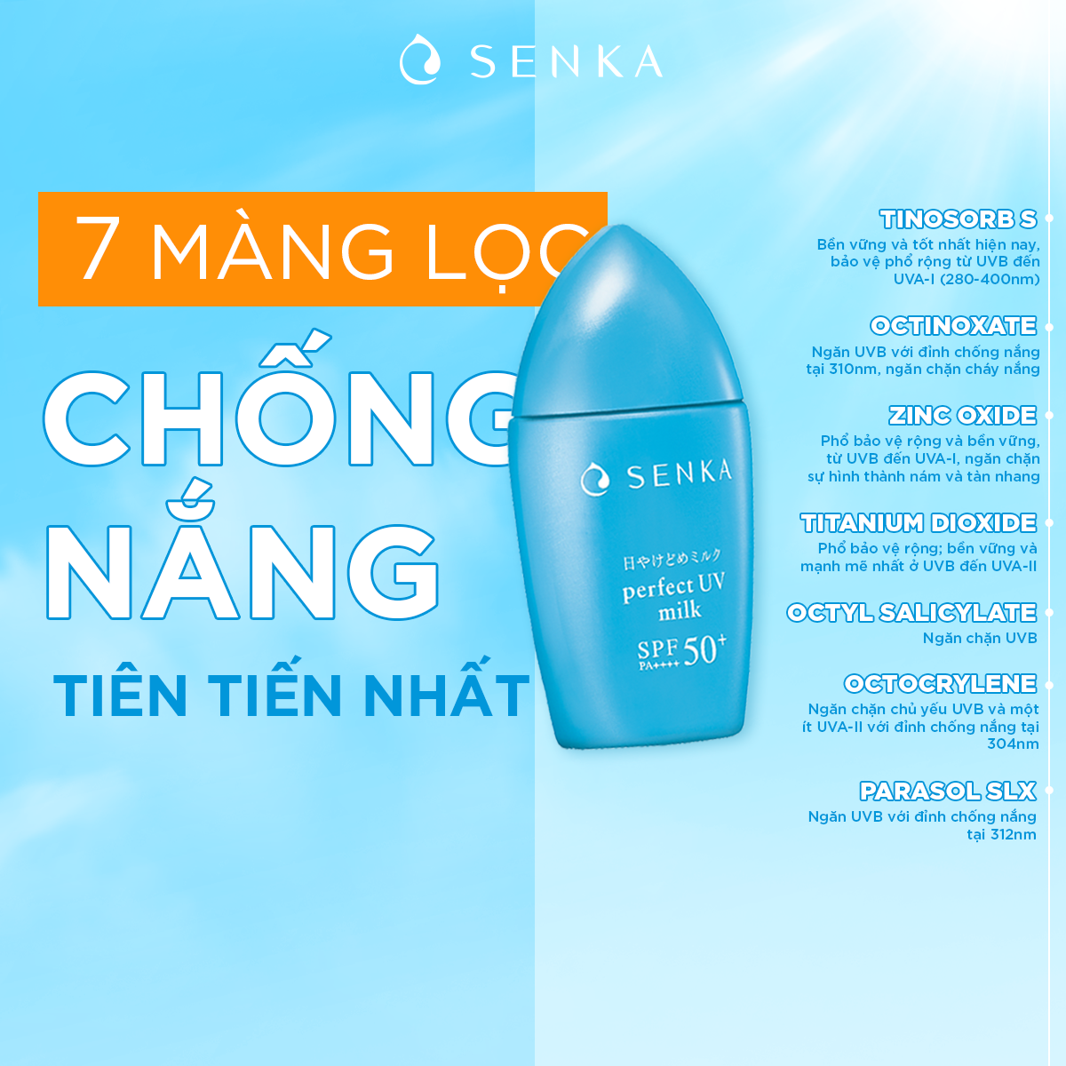 Kem Chống Nắng Dạng Sữa Senka Perfect UV Milk SPF 50+, PA++++ 41095 (40ml)