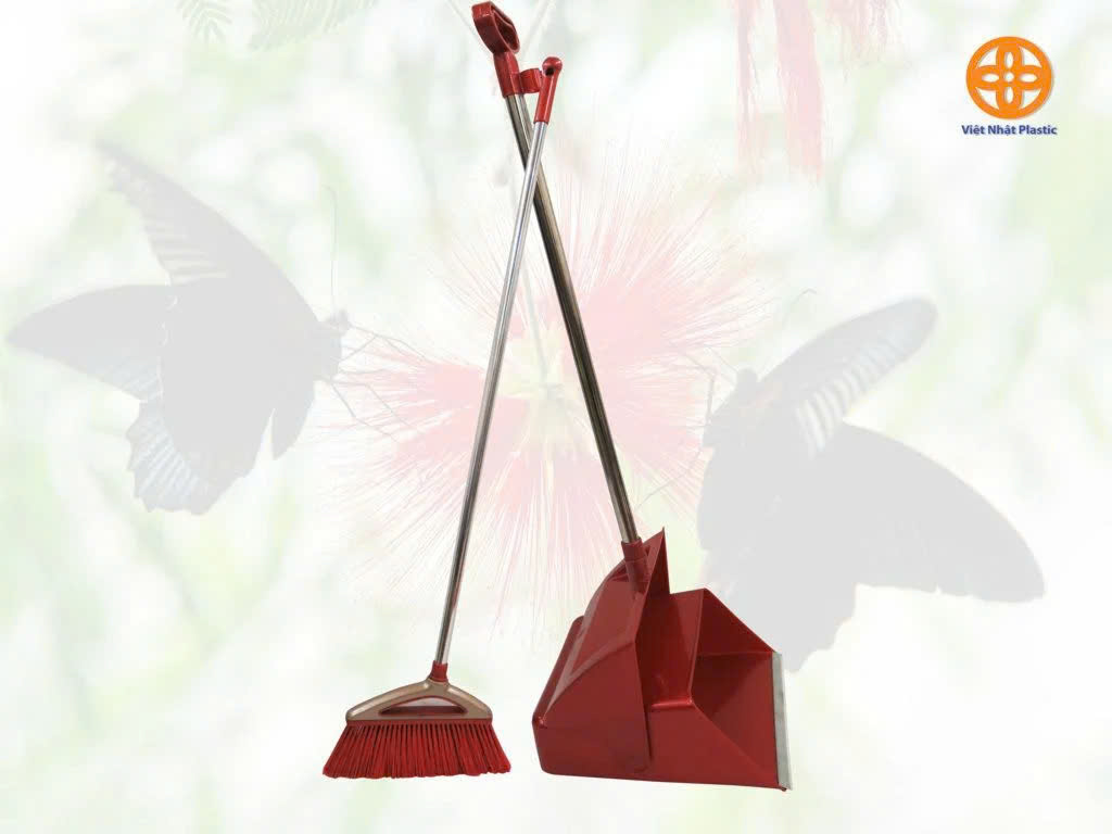 Bộ chổi cước kèm xẻng hốt rác thông minh nhựa VIỆT NHẬT (Màu ngẫu nhiên) - Tự động đóng mở, treo tường, xếp gọn