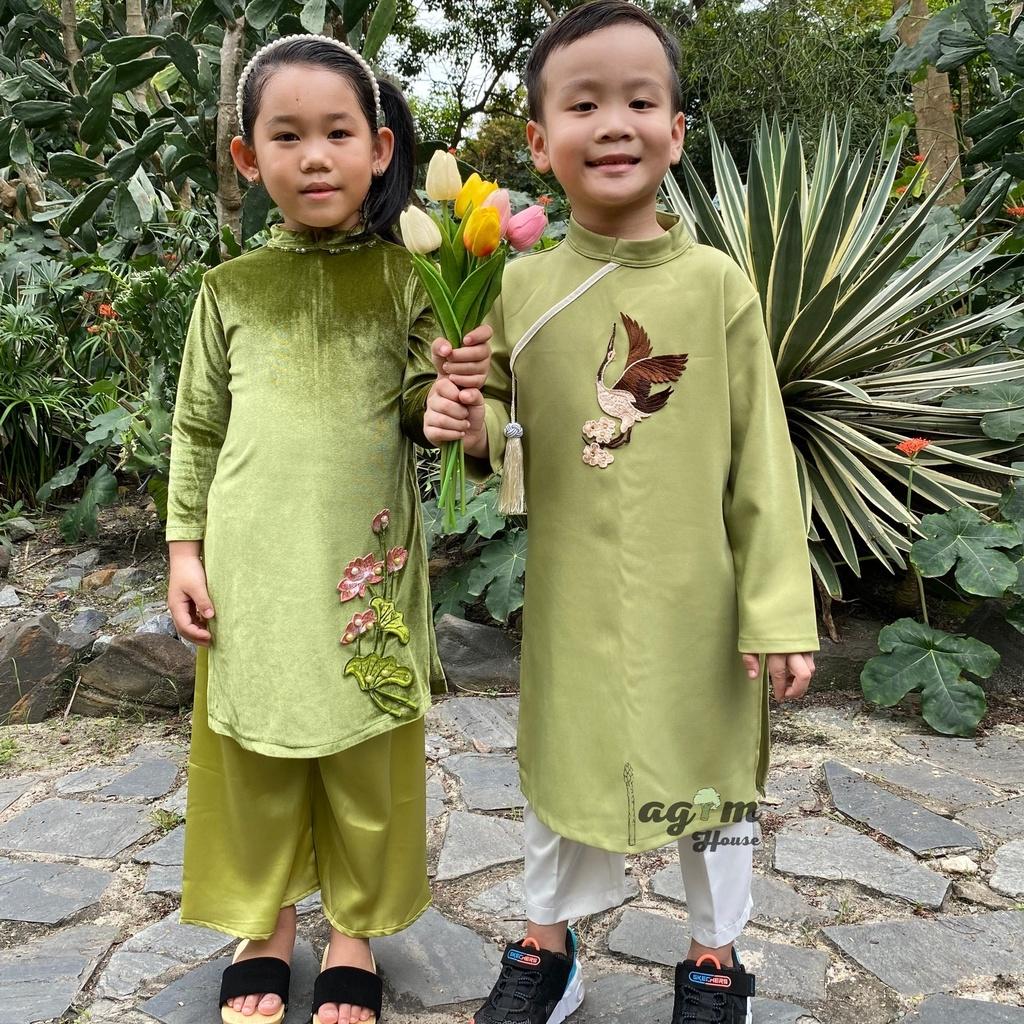 Áo dài Tết cách tân chất liệu cao cấp cho bé trai 8-30kg - Lagim House