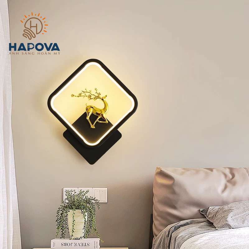 Đèn tường trang trí hình hươu HAPOVA DGT 2090 Màu Trắng, Đen
