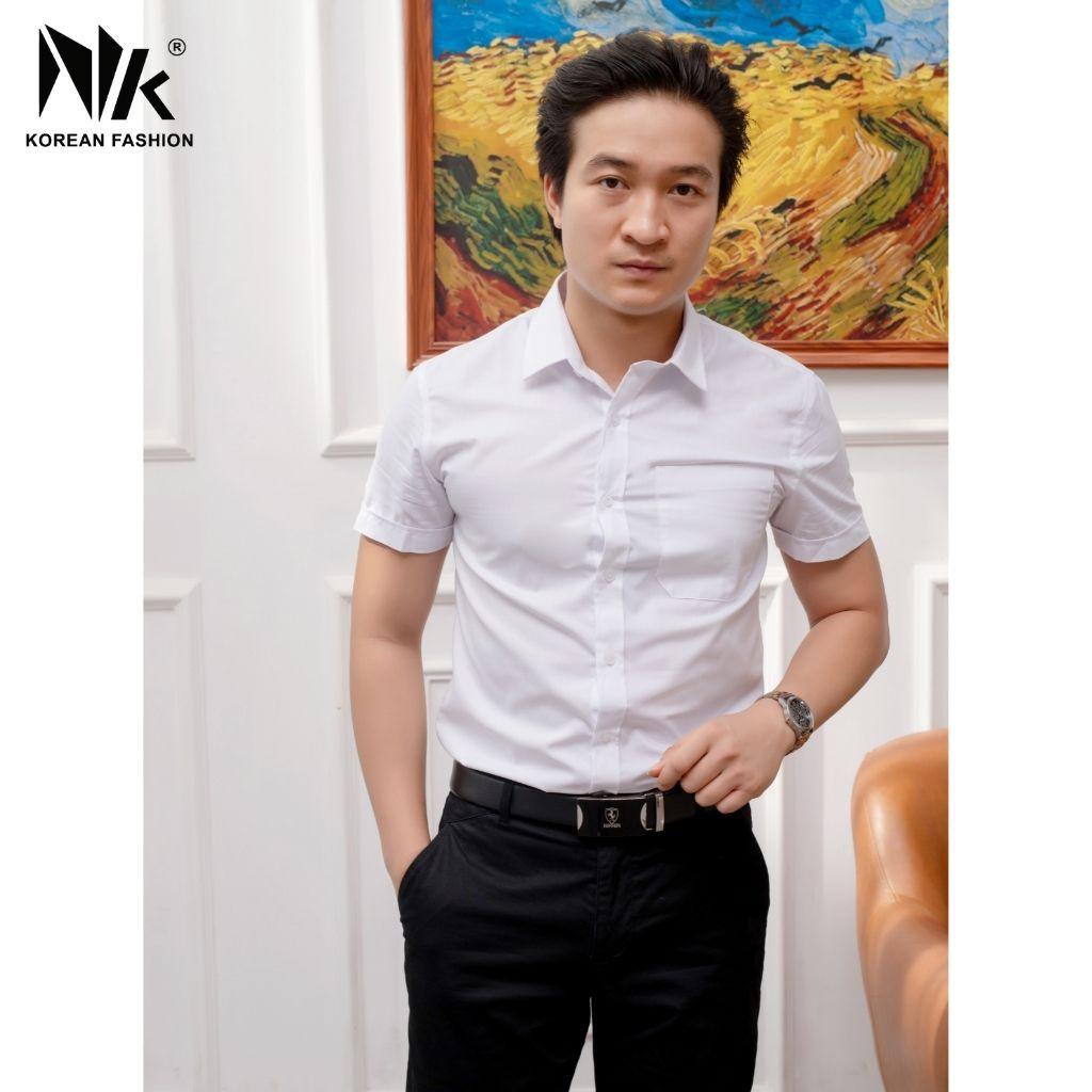 Áo Sơ Mi Nam Công Sở NK FASHION Trơn Màu Tay Ngắn Đuôi Tôm, Chất Liệu Chống Nhăn, Thấm Hút Mồ Hôi NKFSN2104027