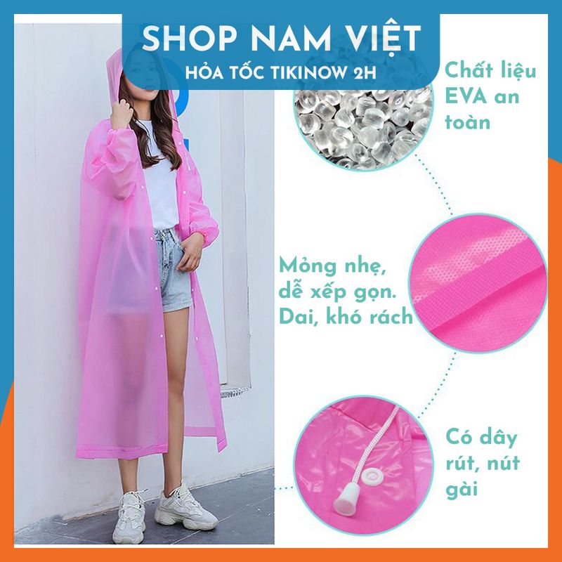 Hình ảnh Áo Mưa Một Người Trong Suốt Có Nón Thời Trang, Nhựa EVA Sử Dụng Nhiều Lần