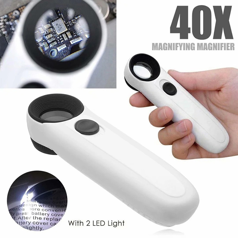 Kính lúp cầm tay 40x có đèn led chiếu sáng MG6B-1B