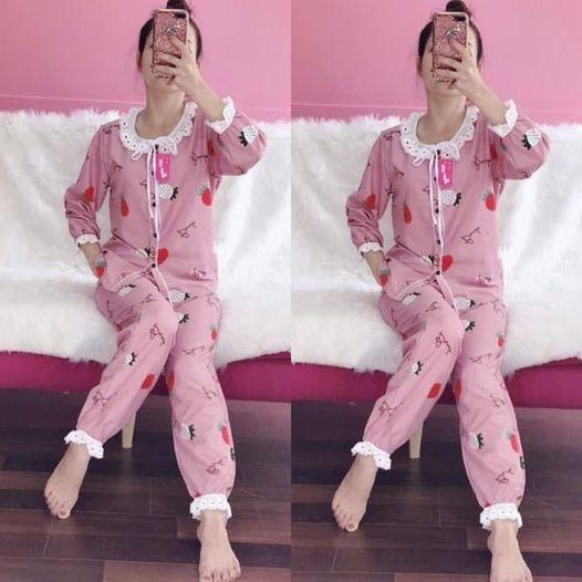 Bộ pijama kate thái loại 1 cao cấp - bèo ren tiểu thư - ẢNH THẬT