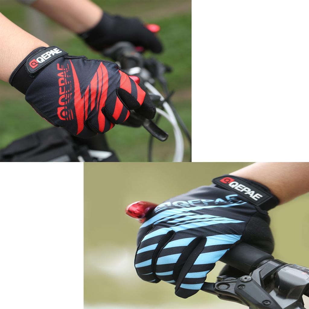 QEPAE Pair Shockproof Cycling Gloves Full Finger Gel Outdoor Sports Gloves Bike Motorcycle Hiking