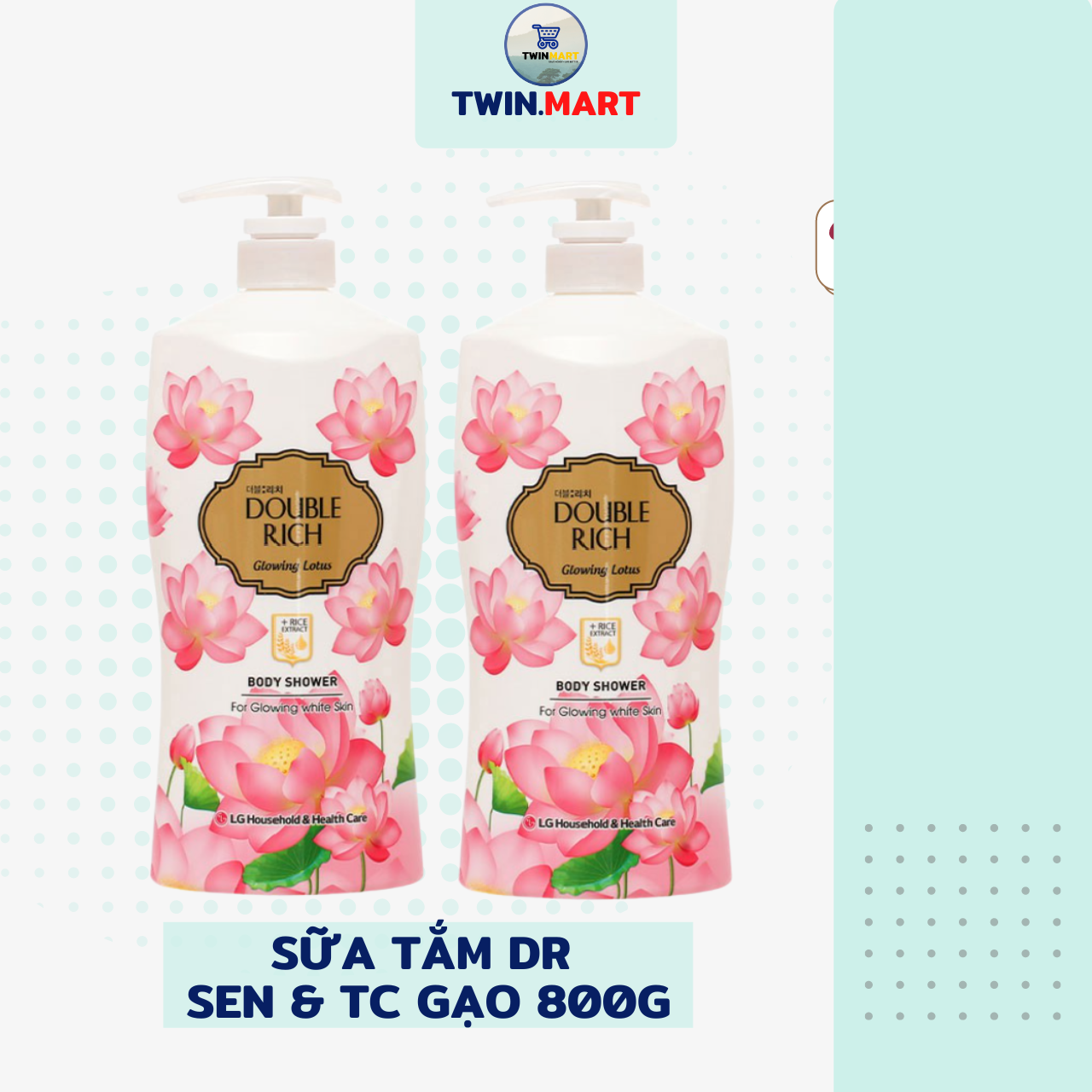 DATE XA Sữa Tắm Double Rich hương nước hoa tự nhiên Hàn Quốc 800g Hương hoa sen và tinh chất gạo