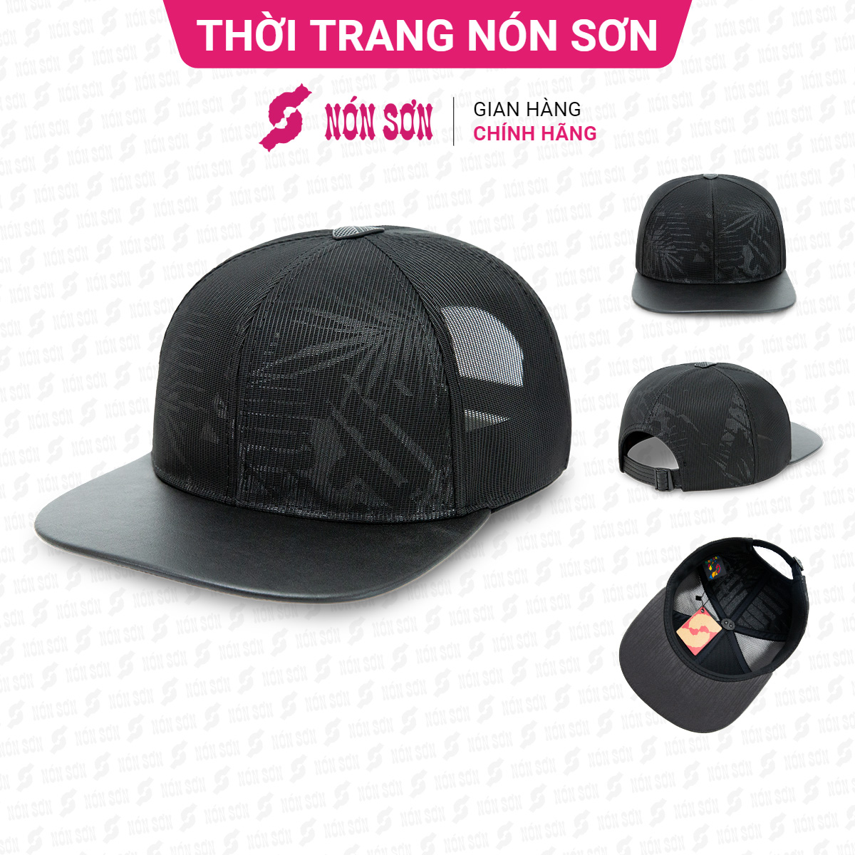 Mũ snapback hiphop NÓN SƠN hoa văn ngẫu nhiên MC210AK-ĐN7HV