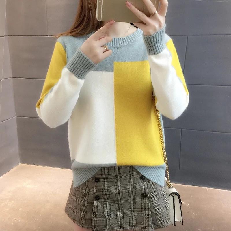 Áo Sweater dệt kim tay dài thiết kế đơn giản hợp thời trang