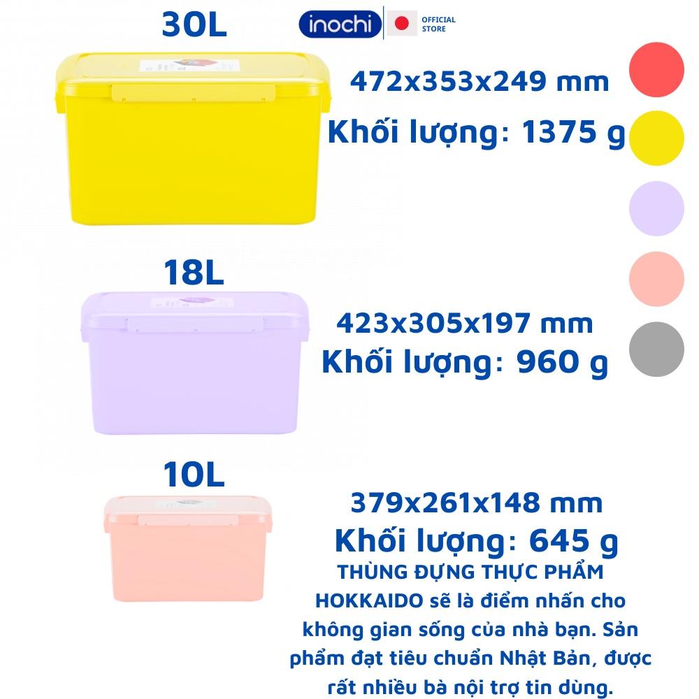 Thùng nhựa trong suốt đựng Thực Phẩm đựng đồ có nắp Hokkaido 10L-18L-30L các loại đồ khô để tủ lạnh Chính Hãng Inochi