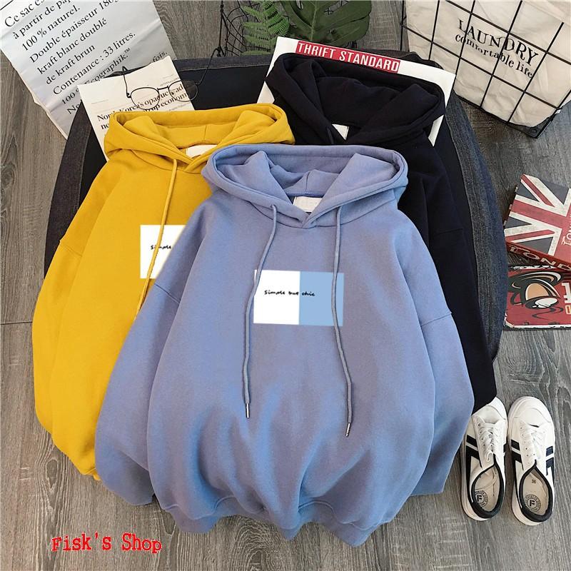 Áo hoodie lót nỉ hình vuông