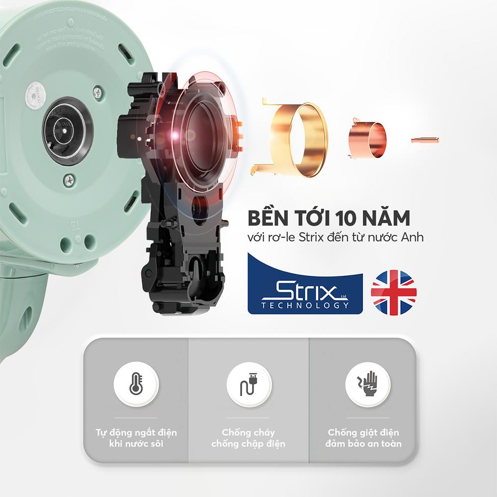 Ấm Đun Siêu Tốc Elmich KEE9141WG 1.8L 2200W, Hàng Chính Hãng, Inox 304, Đế Xoay 360 Độ - JoyMall