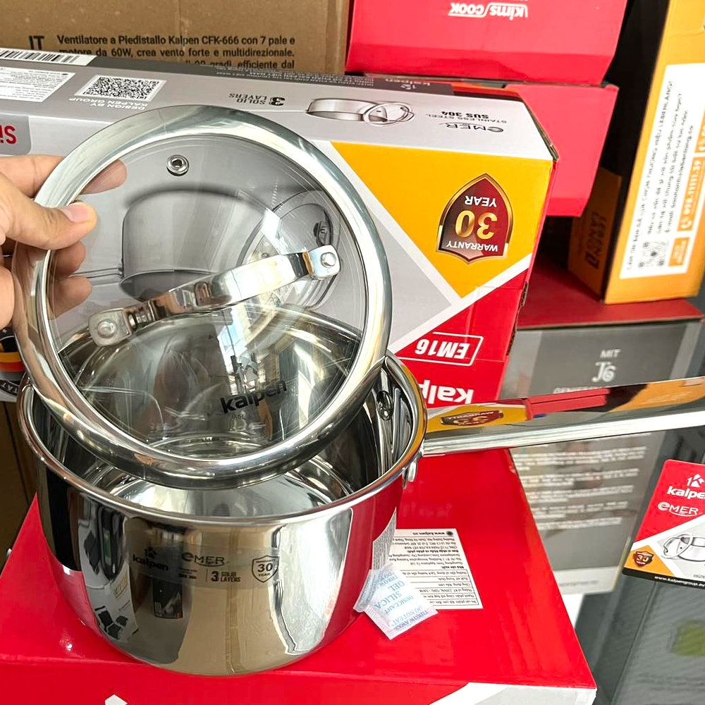 Quánh inox 3 lớp liền khối Kalpen Emer EM16 size 16cm - Hàng Đức, bảo hành 30 năm