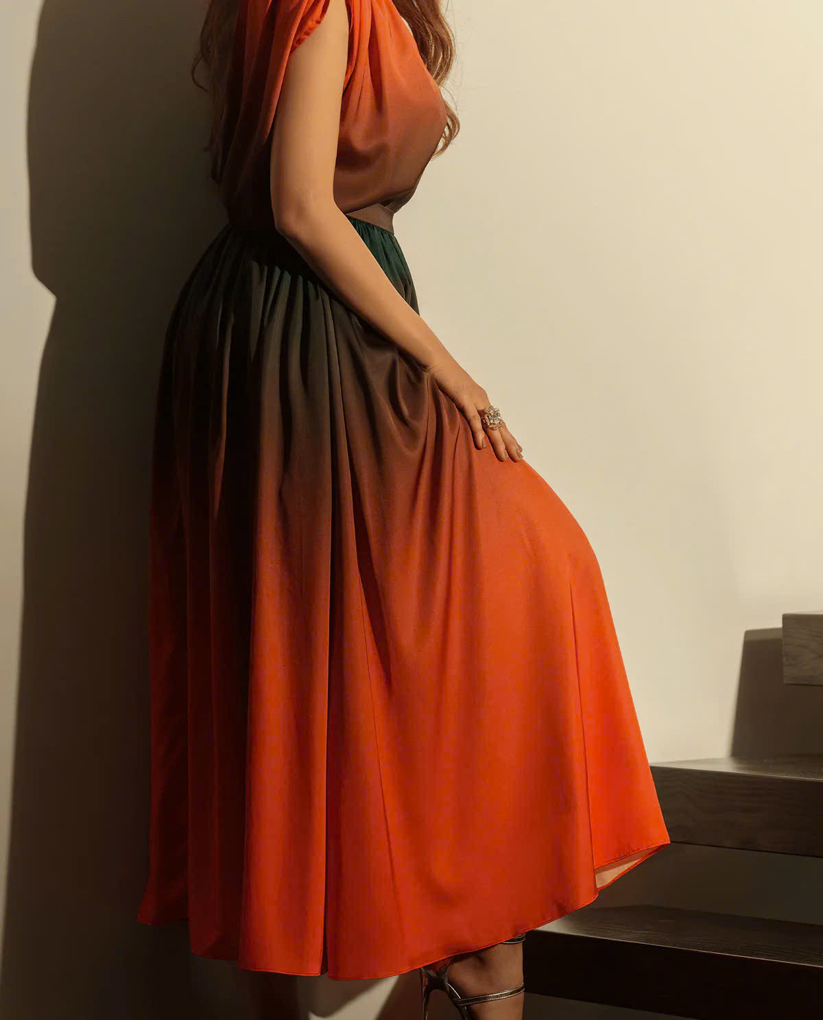 Váy Maxi Ombre, Chân Váy Xòe Hoàng Hôn thời trang thiết kế Hity SKI040