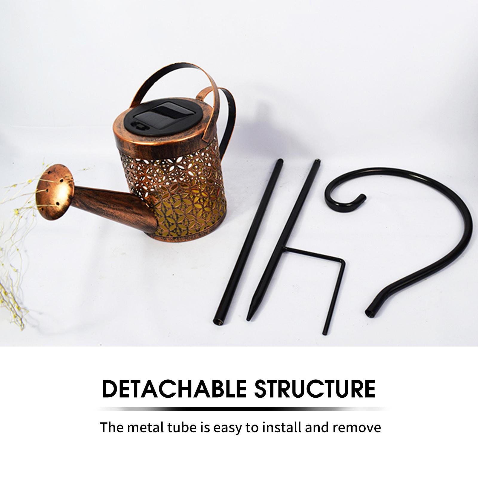 Watering Can Lights Metal Solar Stakes Light LED Solar Landscape Lights IP65 Waterproof Retro Kettle Lantern Stake Light