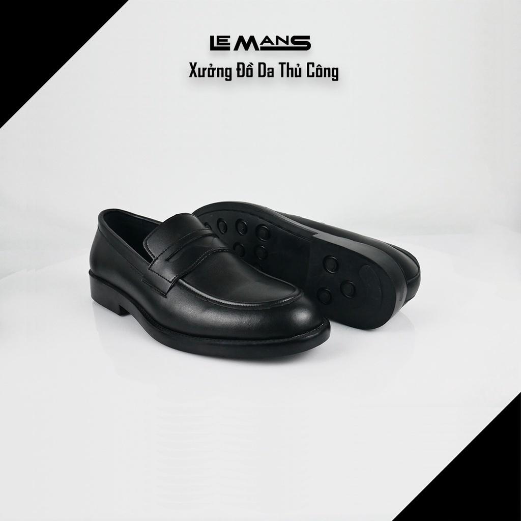 Giày lười da cao cấp Penny Loafer Black LEMANS khâu tay GL02 bảo hành 24 tháng