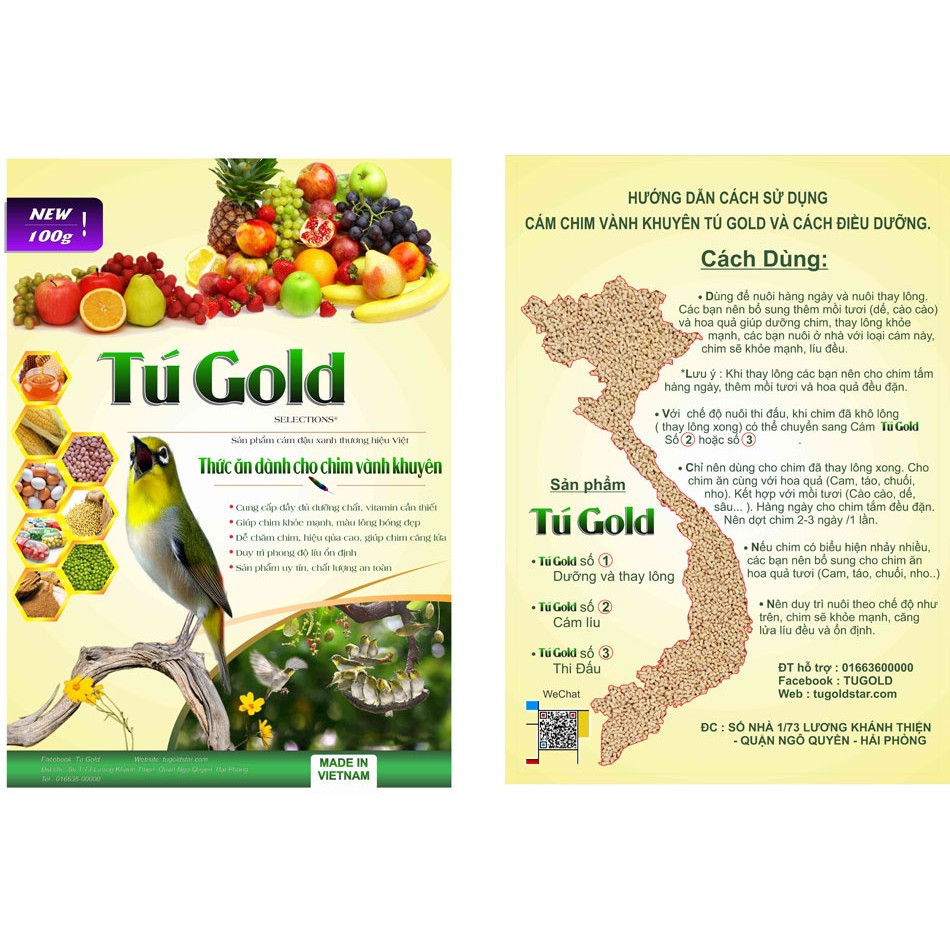 Combo 5 cám chim vành khuyên Tú Gold số 3 - Gói 100gram