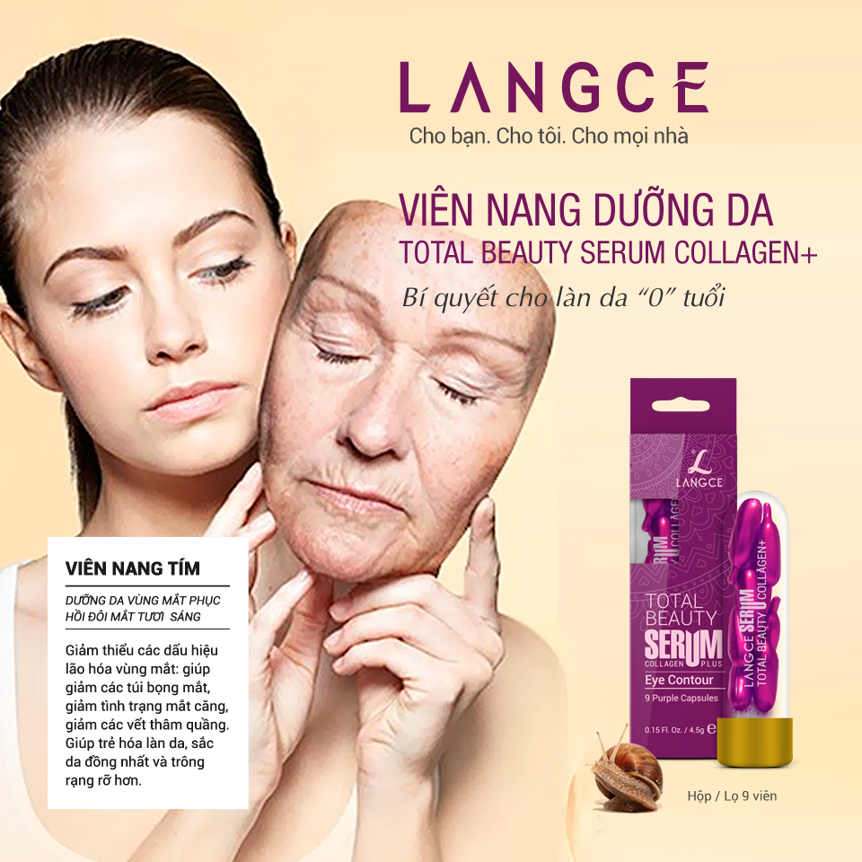 SERUM COLLAGEN+ ĐẸP DA VIÊN NANG TÍM (9 VIÊN) LANGCE