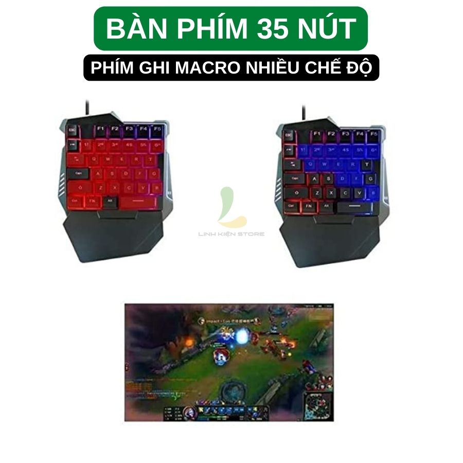 Combo bàn phím chuột một tay G7 và Chuột V2 - Phụ kiện gaming xịn xò tích hợp đèn LED RBG với 35 phím siêu nhạy