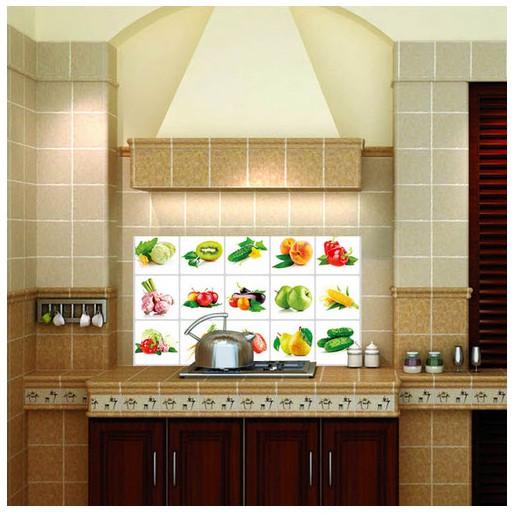 Decal dán bếp tráng nhôm cách nhiệt - Trái cây rau củ phân loại