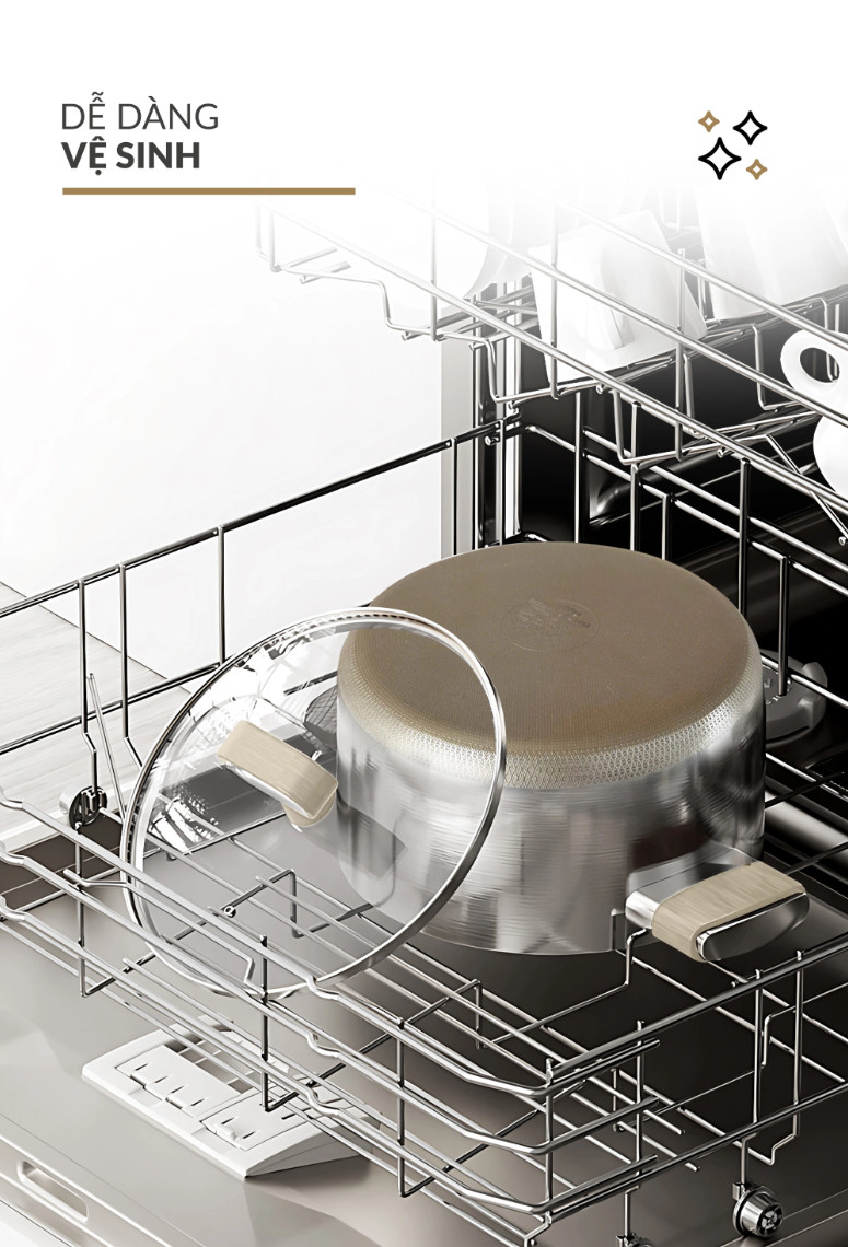 Bộ 3 Nồi Inox 316 Haatz HTA3 Phủ Titanium Aura Chống Dính Tốt, Dẫn Nhiệt Đều, Dùng Mọi Bếp - Hàng Chính Hãng Bảo Hành 5 Năm