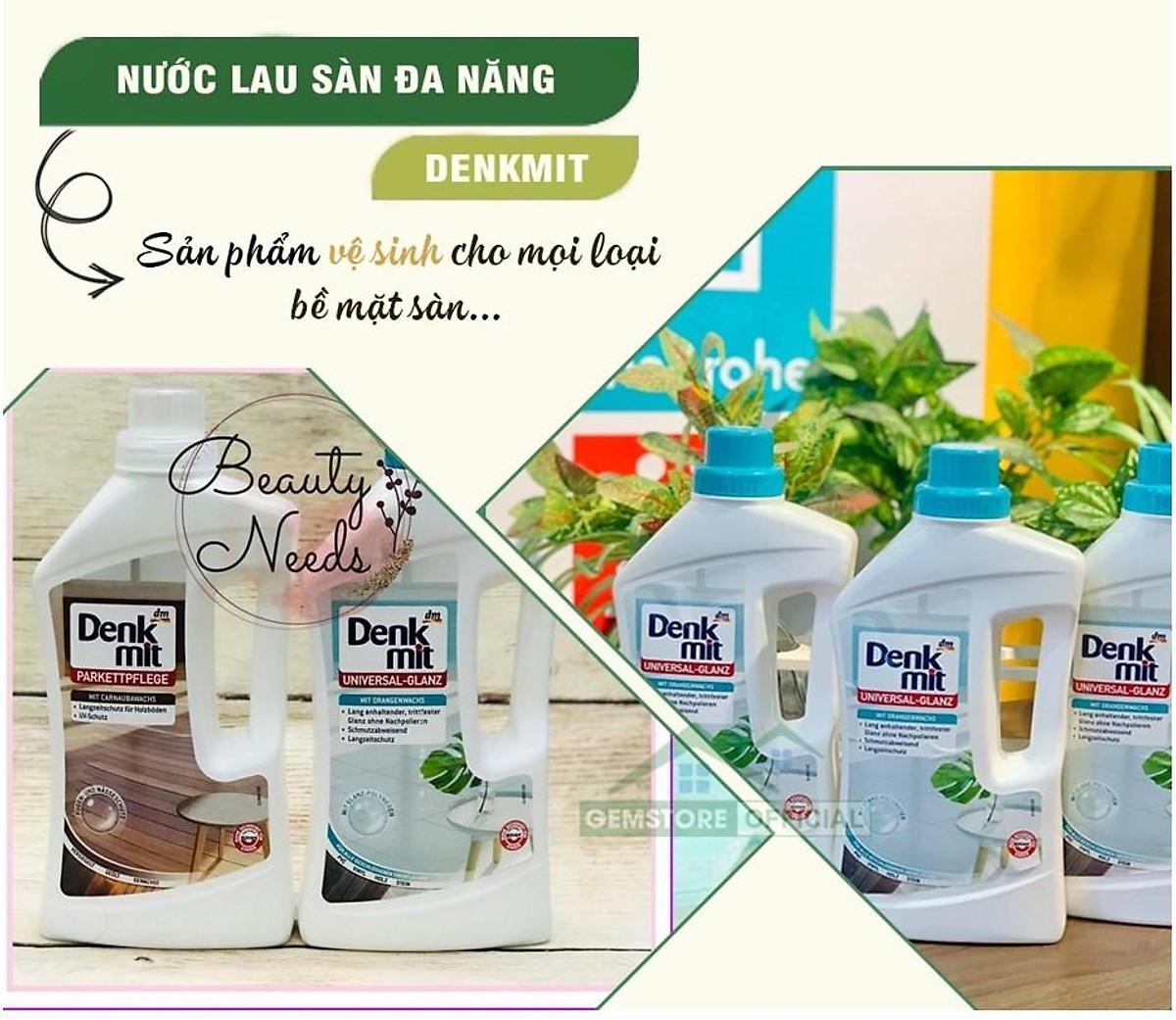 Nước Lau Sàn Gỗ Denkmit Parkettpflege, Dung Dịch Lau Nhà, Diệt 99% Vi Khuẩn, Dung Tích 1L, Nhập Đức