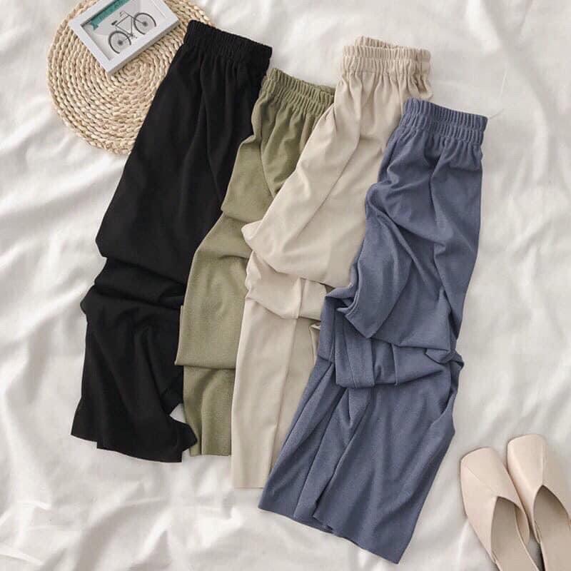 Quần ống suông, ống rộng, Quần Culottes tăm lạnh chuẩn 100% Quảng châu 4 màu dễ phối đồ