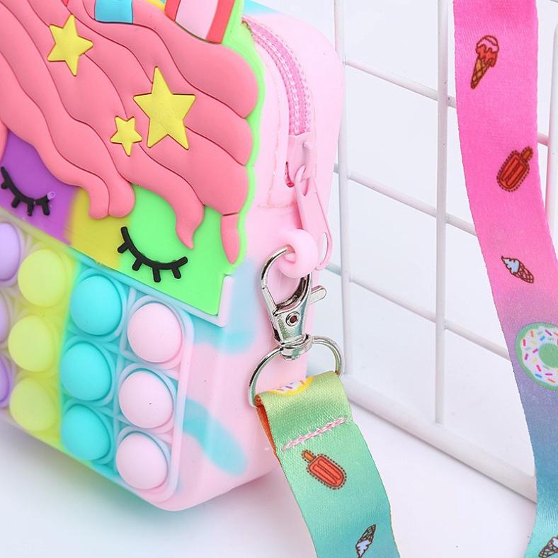 Túi POP IT Unicorn đeo chéo phiên bản giải toả căng thẳng MINI cho bé.