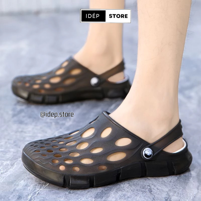 Giày sục sandal nhựa đi mưa bít mũi Nam nhựa EVA siêu nhẹ êm chân thoáng khí siêu bền - iDÉP GL038