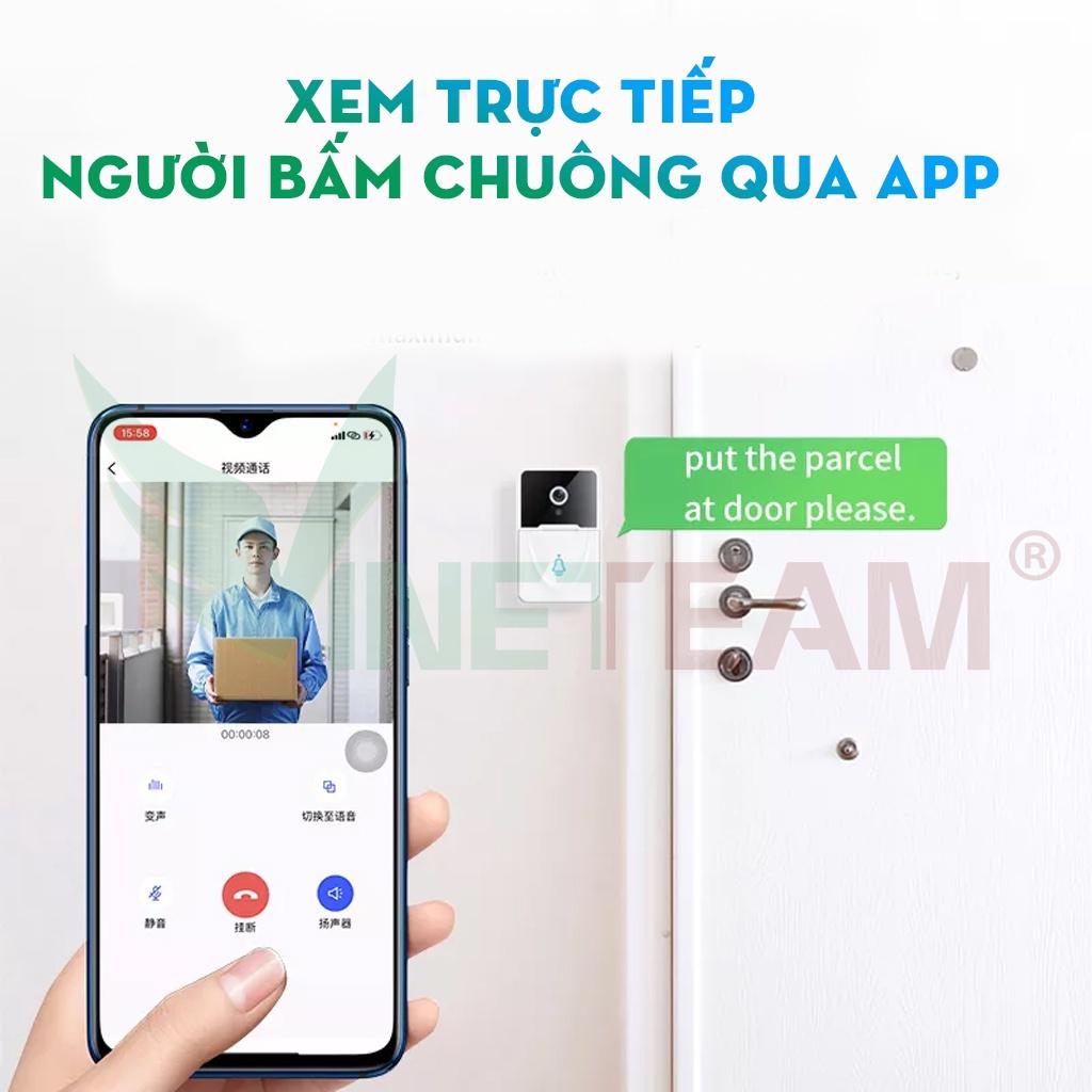 Chuông Cửa Thông Minh WIFI Hd Không Dây Có Thể Sạc Lại Chống Nước 166°Góc Rộng Có Camera Đàm Thoại