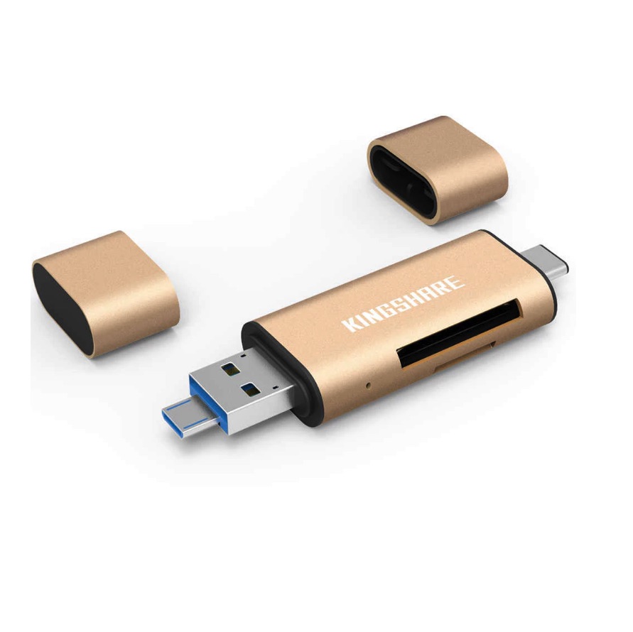 Đầu đọc thẻ nhớ SD Reader/Type C/USB 3.0/Micro USB Kingshare - Màu ngẫu nhiên - Hàng Nhập Khẩu