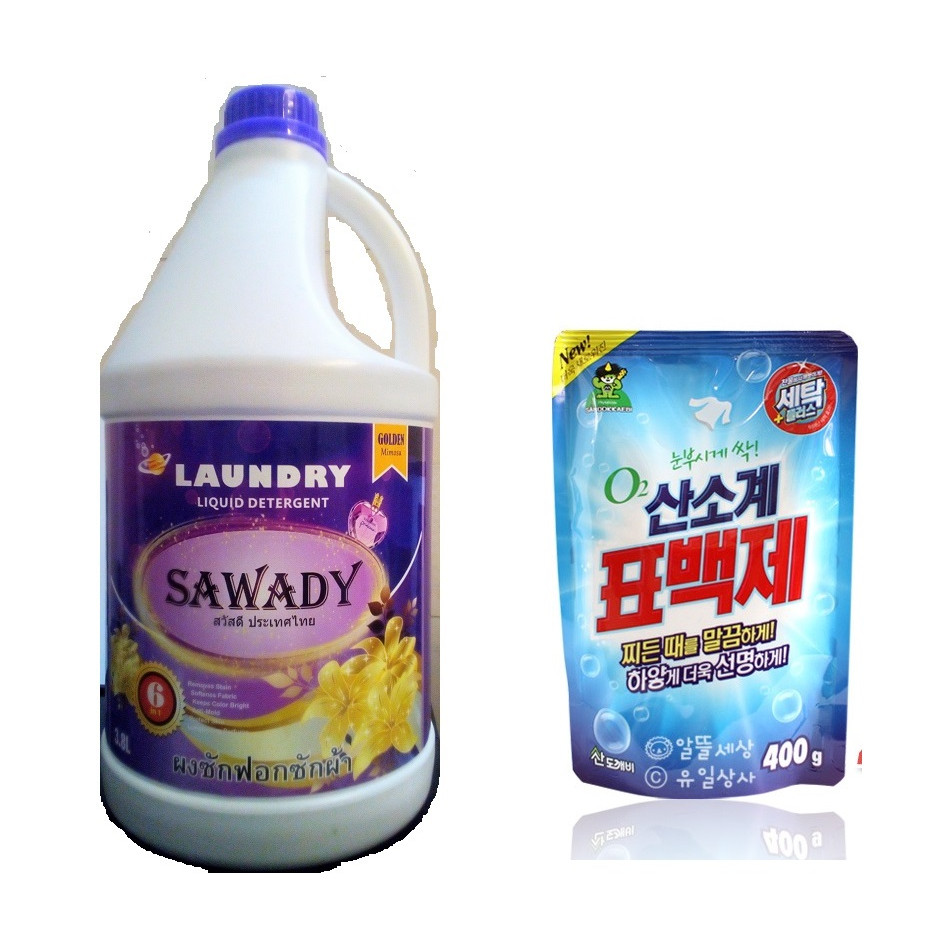 Nước giặt xả 6 in 1 Sawady  3,8L Hương Golden Mimosa tặng gói bột giặt phụ trợ siêu sạch (hàng nhập khẩu)