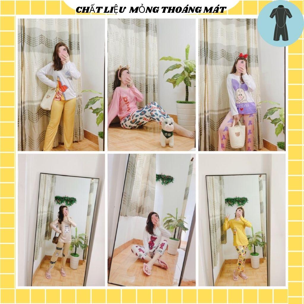 Đồ mặc nhà nữ tay dài quần dài dễ thương,chất liệu thun lạnh mỏng mát dễ thương thích hợp mặc nhà Đồ bộ nữ, đồ bộ đồ mặc nhà, quần áo nữ bộ lửng cotton hình dễ thương DN02