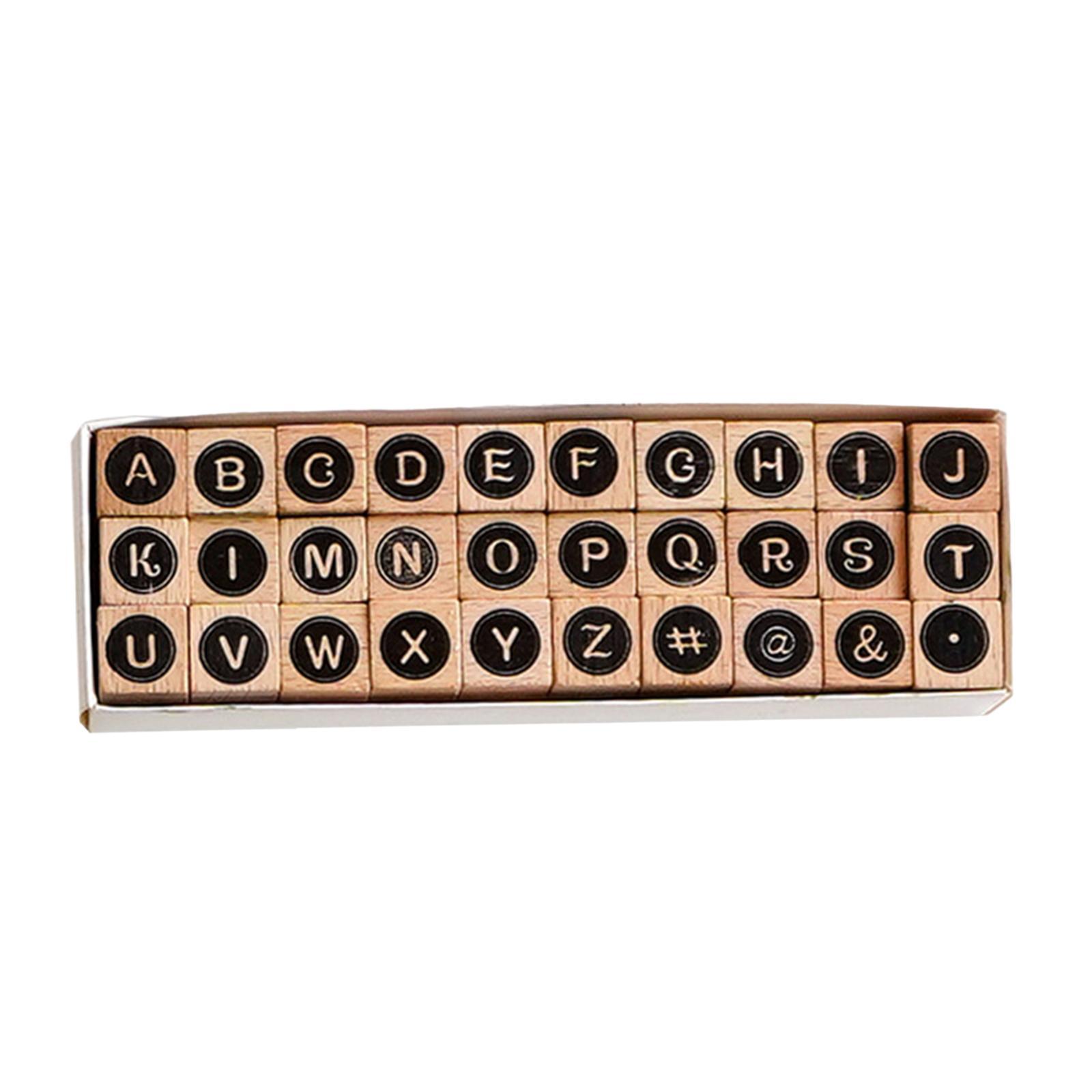 Set of 2 Wooden Letters Stamp Set Scrapbook Stationery DIY Arts