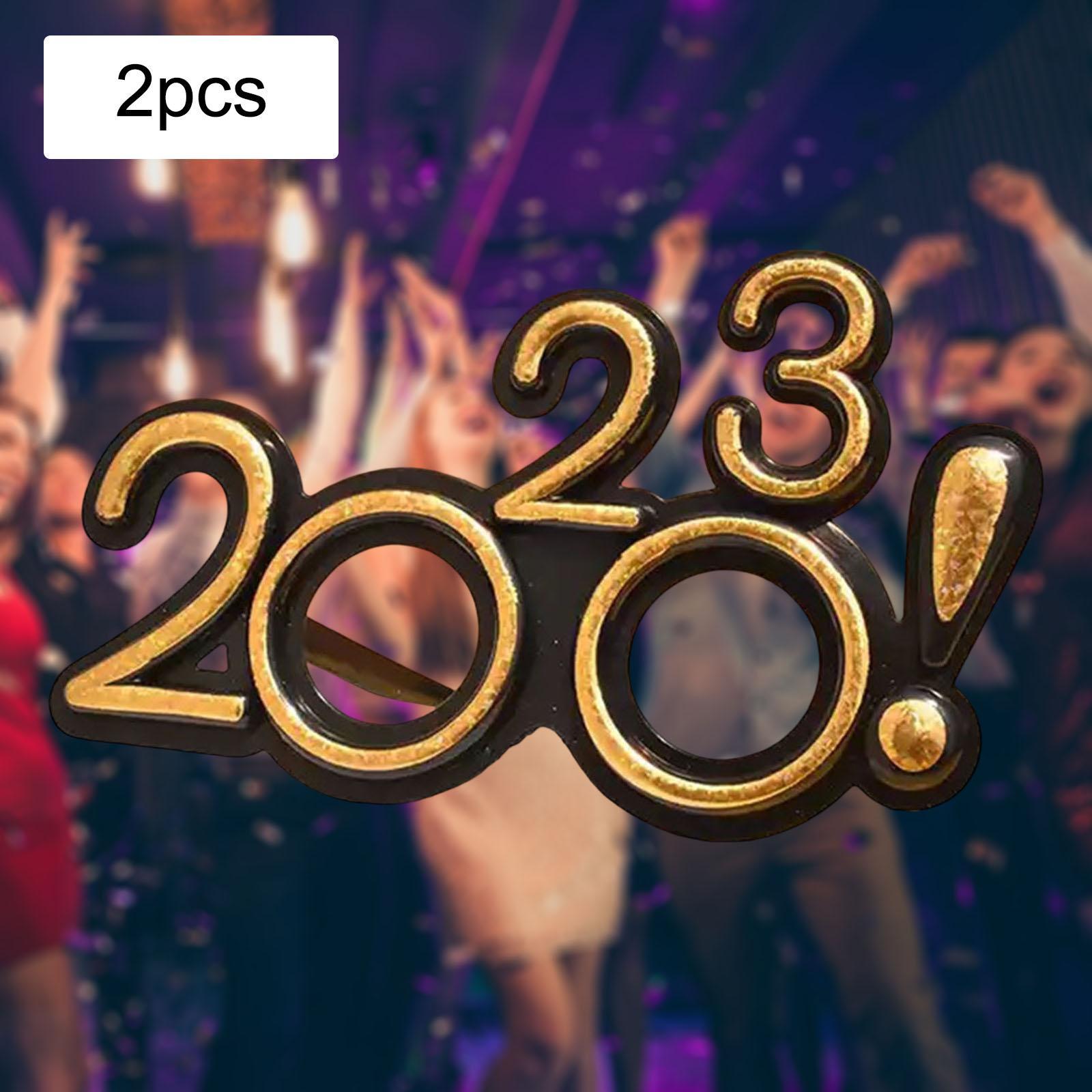 2x New Year Photo Glasses 2023 Eyeglasses Frame Happy New Year Party Favors Supplies Photo Prop Decorations for Children