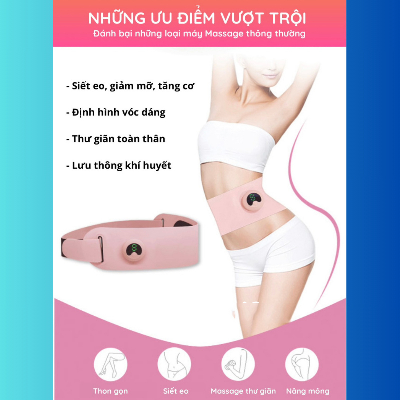 Đai massage cao cấp làm thon gọn vòng 2 thế hệ mới tặng điều khiển từ xa, Đai rung nóng công nghệ Nhật làm thon gọn cơ thể hiệu quả - Hàng chính hãng