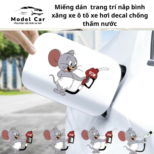 Miếng dán xtrang trí nắp bình xăng xe ô tô xe hơi decal chống thấm nước