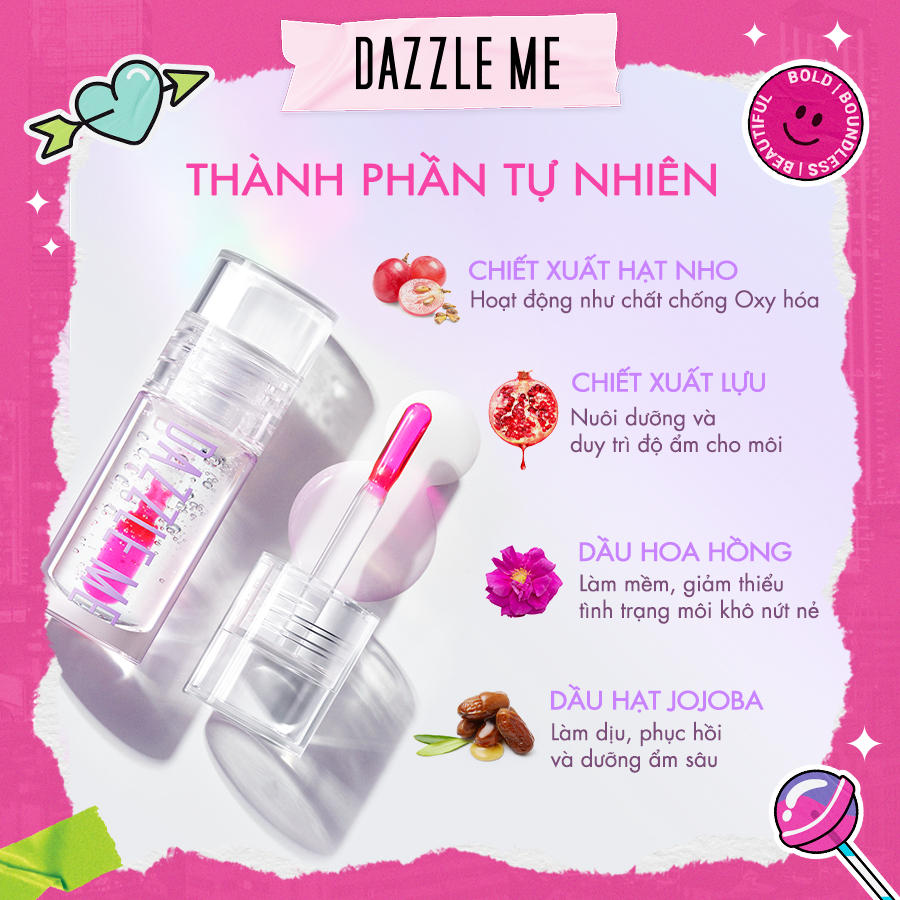 DAZZLE ME Serum Dưỡng Môi Lip Serum 24/7 Dưỡng Ẩm, Làm Mềm Môi Wonderfullip Serum 2.5g