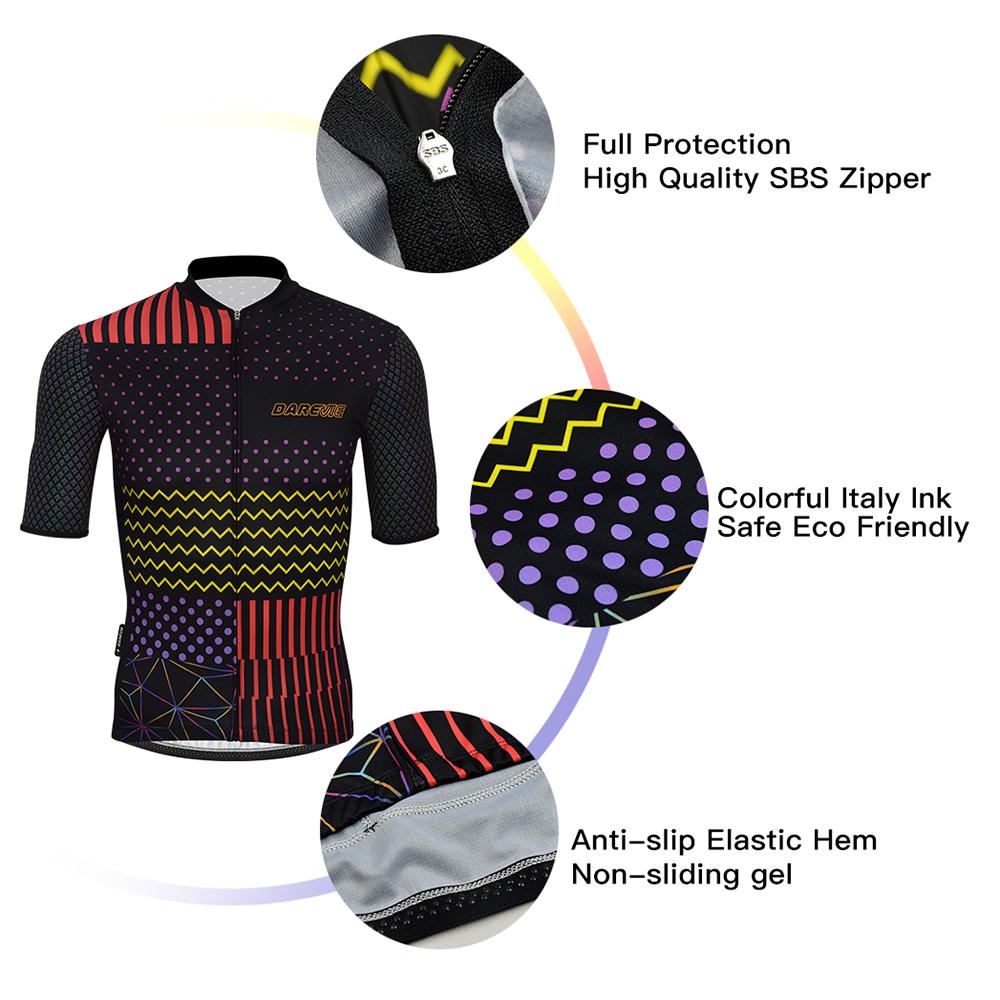 DAREVIE Pro Áo Đạp Xe Jersey Mùa Hè Phản Quang Nam Đi Xe Đạp Áo Thoáng Khí Đội Xe Đạp Jersey MTB Đường Đi Xe Đạp Quần Áo Top Jersey Color: Black Size: Asian-4XL