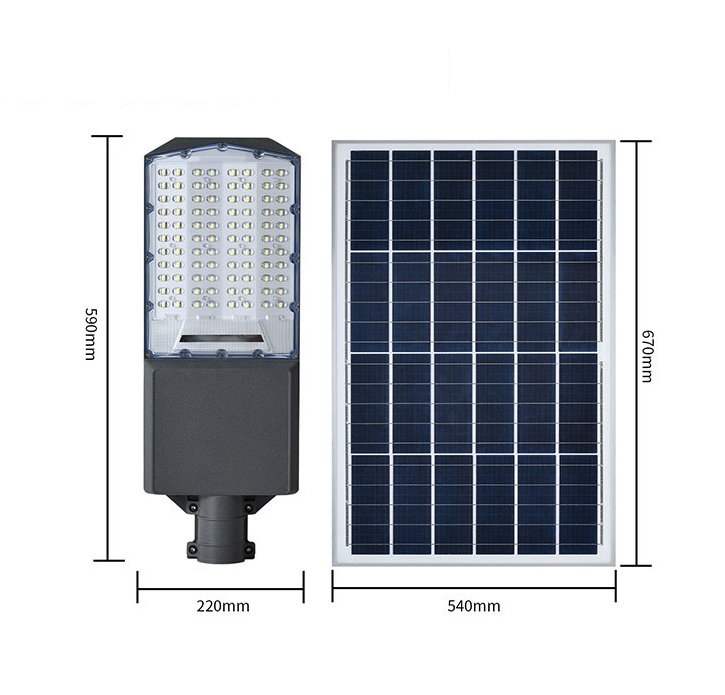 Đèn năng lượng mặt trời bàn chải 800W, Vỏ nhôm, Tấm pin NLMT rời, Ánh sáng trắng- 800WBC