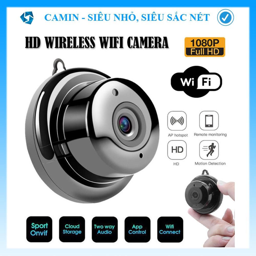 Camera mini wifi IP V380 HD an ninh không dây kết nối với điện thoại, có hồng ngoại quay ban đêm